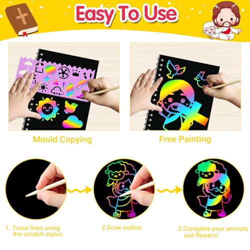 Image of ZMLM 24 Pack Rainbow Art Scratch Notebooks for Kids Birthday Party Favors