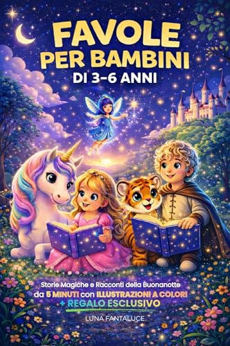 FAVOLE PER BAMBINI 3-6 ANNI: Storie Magiche e Racconti della Buonanotte da 5 Minuti con Illustrazioni: Dolci, Educative e Divertenti. Interattivo con Immagini a Colori.