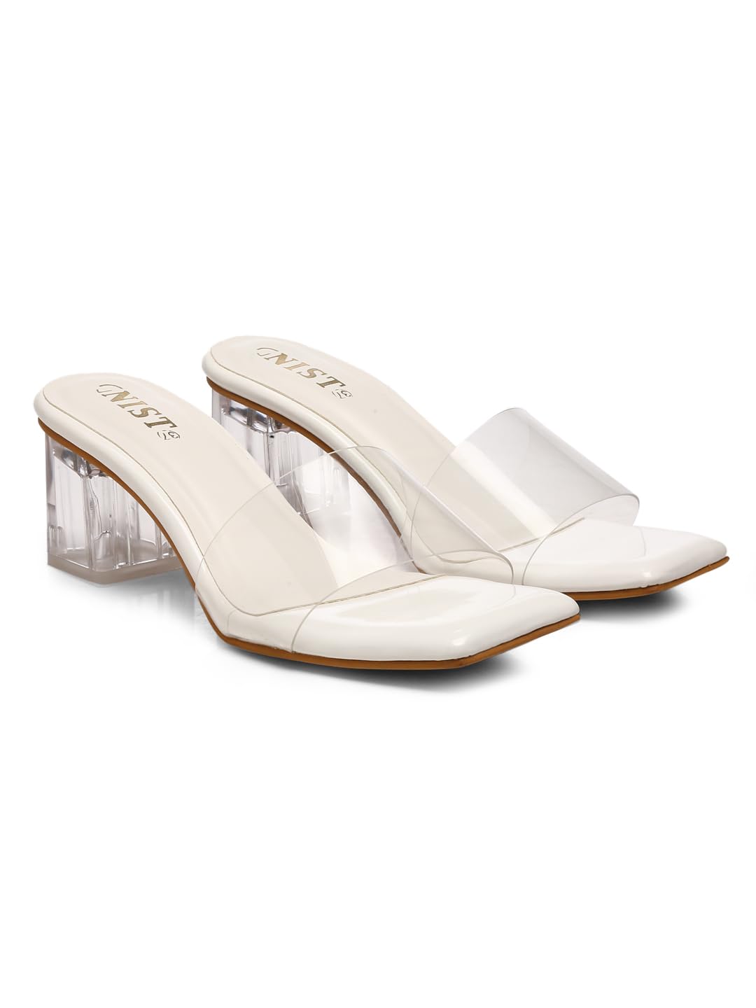 GNIST White Transparent High fashion Block Heel, Stylish Fashion Sandal, Comfortable & Lightweight, Office, Party and Formal Occasions for Women Footwear, Size Uk - 8 (B0CWDX1BZW) Amazon Price History, Amazon Price Tracker