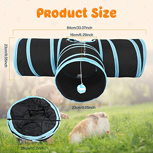 HYLYUN Rabbit Cat Tunnels & Tubes Collapsible, 3 Way Rabbit Tunnels and Hides Toys, Portable Bunny Hideout Small Animal Activity Pet Toys Tunnel for Cat Bunny Guinea Pigs Kitten + Toy Ball - Image 3