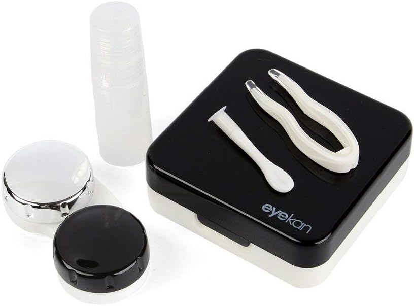 ONTIME Eyekan Travel Contact Lens Case Box With Mirror/Mini Simple Contact Lens Travel Case Box Container Kit Set Holder With Mirror (BLACK)