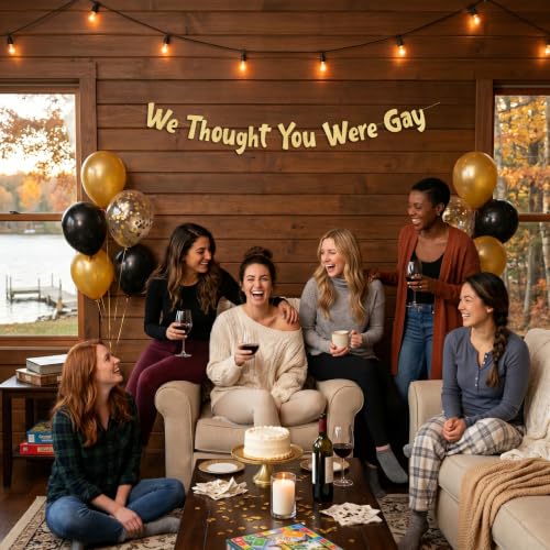 Image of Pre-Strung Funny Bachelor and Bachelorette Party Gold Glitter Banner - Funny Bachelorette Party Decorations for Her - Party Supplies, Favors and Gifts