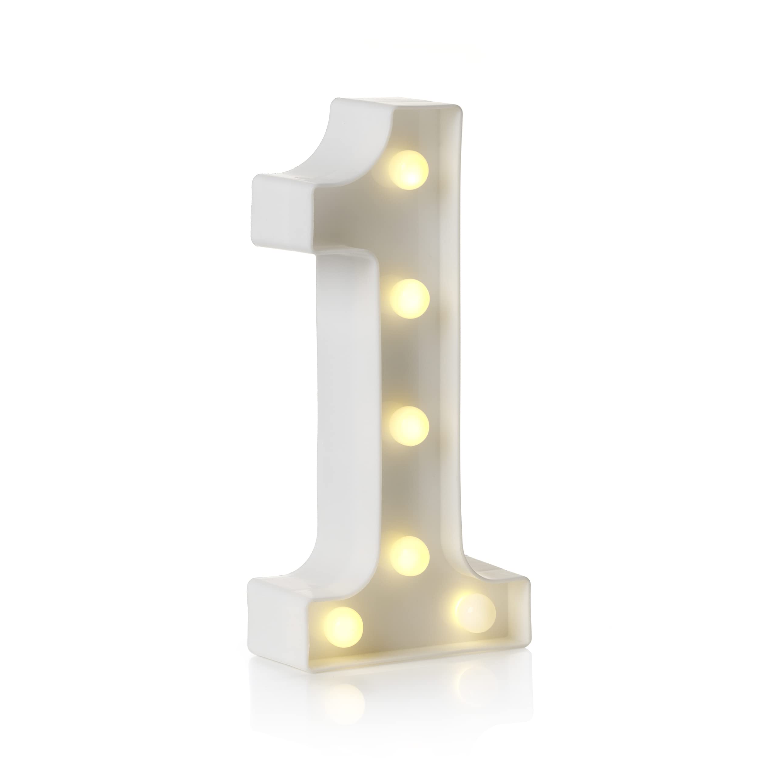 Auraglow LED Alphabet Letter & Number Light Sign Decorations, Lamp for Home Birthday Party Event, Night Lights, Battery Powered Letters And Numbers With Four Hour Timer (1)