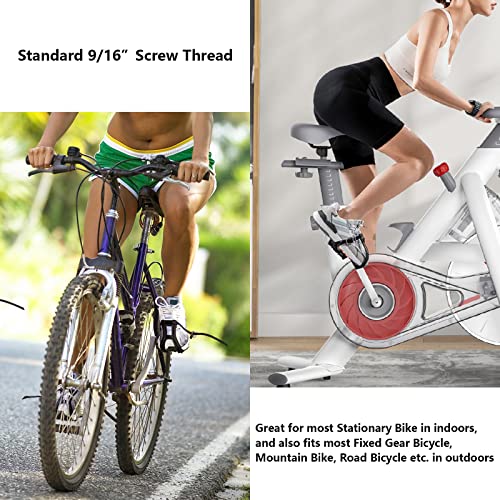 Seqi Bike Pedals With Toe Clips And Straps For Outdoor Cycling And Indoor Stationary Bike 9/16-Inch Spindle Resin/Alloy Bicycle Multi-Purpose Pedals #TOP2