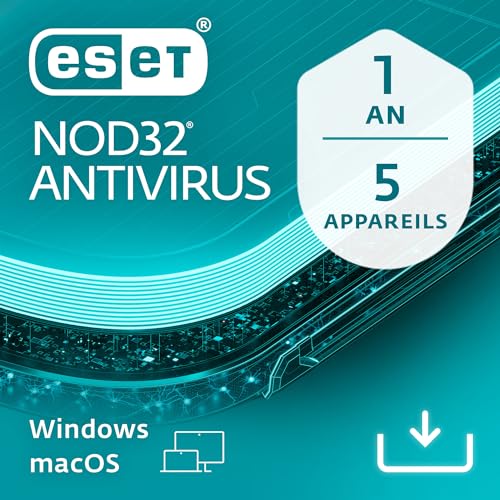 ESET NOD32 Antivirus 2025 | 5 appareils | 1 an | Antivirus pour Ordinateur - Protection multicouche - Anti-hammeçonnage | Windows/Mac | Code d'activation - envoi par email