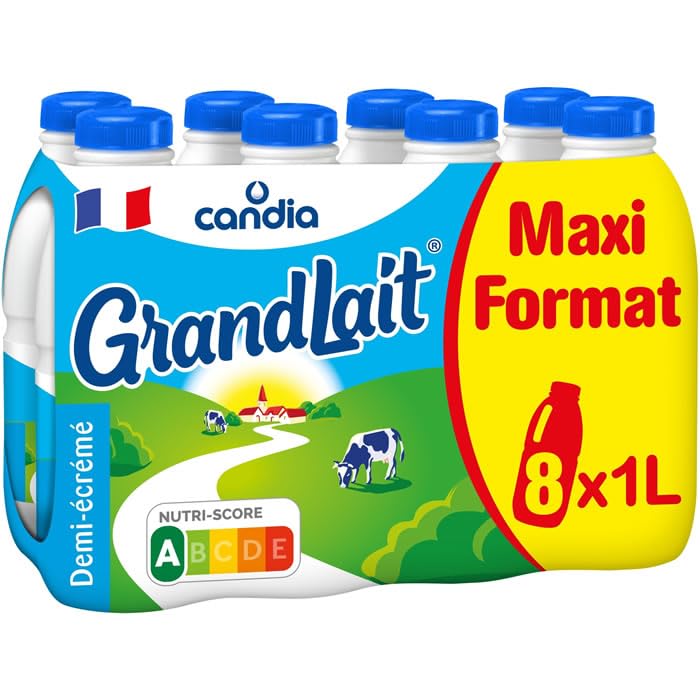 CANDIA Grandlait Lait demi-écrémé 8 x 1 L
