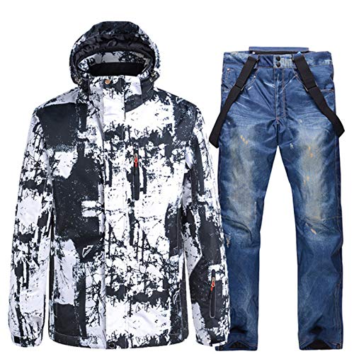 Ternos de esqui masculinos à prova d'água para inverno, jaqueta de esqui e calça à prova de vento p