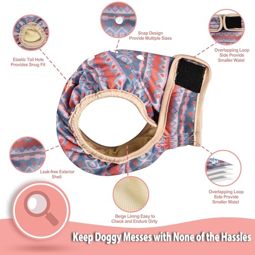Image of Langsprit Washable Female Dog Diapers - Doggie Reusable Diapers for Doggy Puppy Female in Period - Highly Absorbent Dog Heat Panties Plaid-1 L