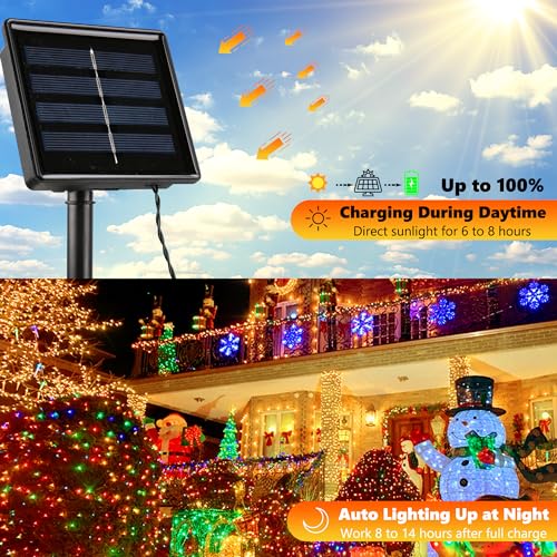 Joomer Solar Christmas Lights 72Ft X 2 Pack 200 Led 8 Modes Solar String Lights Waterproof Solar Fairy Lights For Christmas Decorations  thumb #4