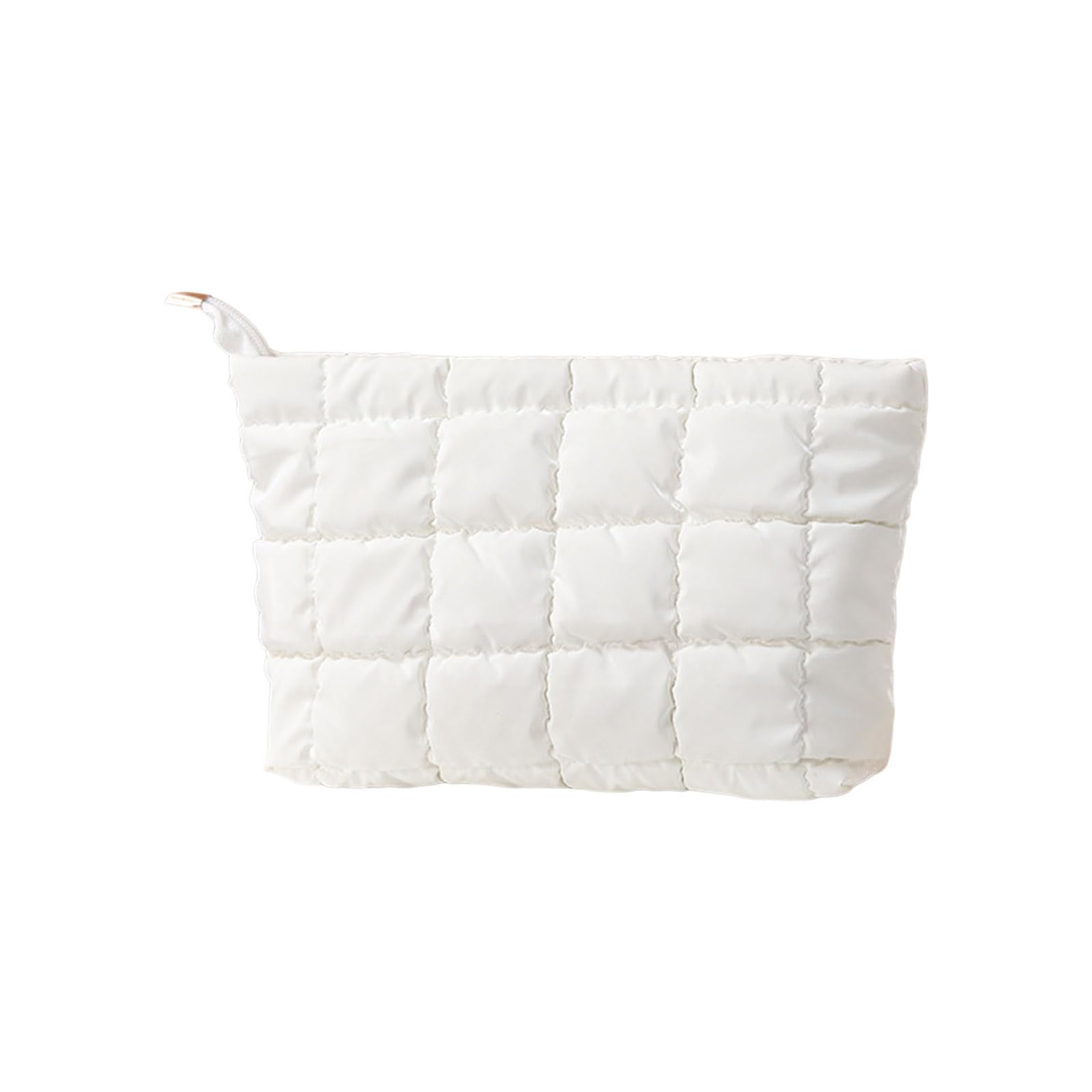 Tsophreniq Diamonds Embossing Makeup Pouches Portable Cosmetic Organizers with Spacious Compartment Unique Accessory Quilted Makeup Bag