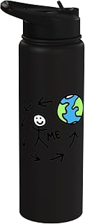 The world revolve around Me Stickman Stick Figure Earth Cool Stainless Steel Insulated Water Bottle