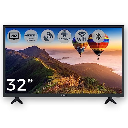 AKAI 32″ Smart LED TV High Definition with HD Freeview Satellite Receiver Wifi HDMI USB AV & Android 11 OS: 1366×768-2022 Model: AKTV3228