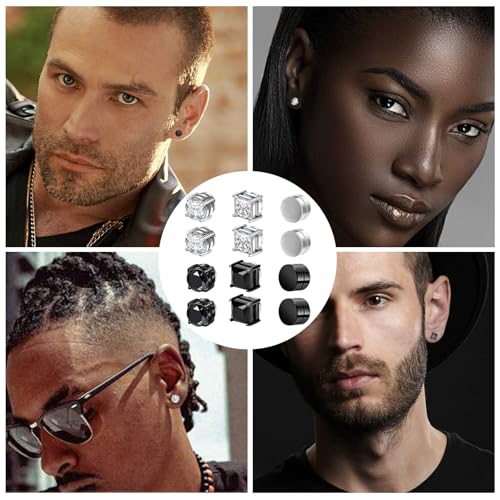 6 Paar Magnet Ohrringe Herren,Fake Ohrringe,Magnet Ohrringe,Hypoallergenes Magnet Ohrringe Damen,Aufsteckbares Ohrringe Magnet,6 mm,Geeignet für Männer und Frauen
