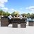 YOCONYO Patio Furniture Set, 7 Pieces Outdoor Dining Sets, All Weather Rattan Conversation Set Outdoor Dining Sectional Sofa with Dining Table, Ottoman (Brown-Black, A-7 Pieces)