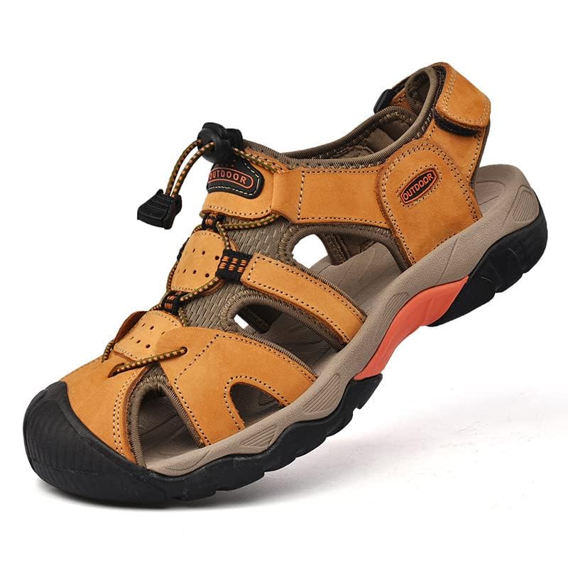 Men's Sport Sandals Outdoor Hiking Leather Closed Toe Sandals Athletic Lightweight Summer Walking Casual Sandals Water Shoes2