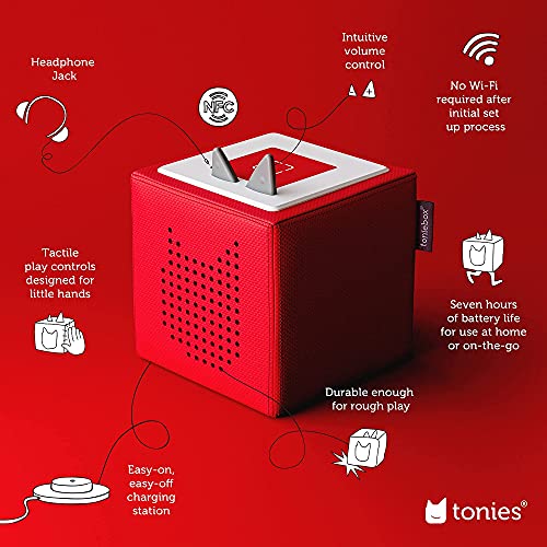 Image of Toniebox 1 Audio Player Starter Set with Playtime Puppy - Listen, Learn, and Play with One Huggable Little Box - Red