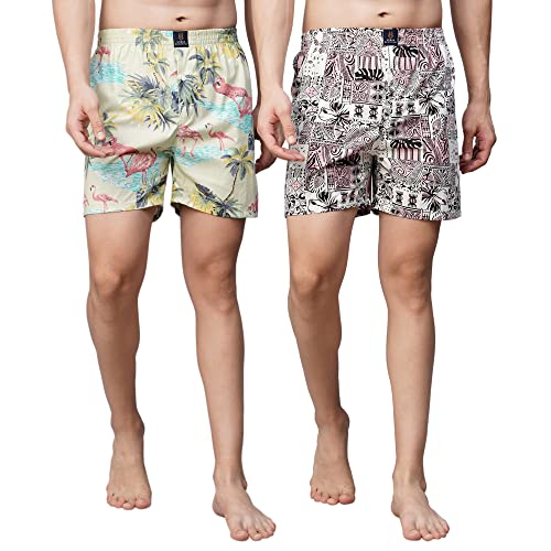 Image of Urban Scottish Ultra-Comfortable Men's Boxer Pants (Pack of 2), 100% Cotton With Stylish Print, Soft & Stretchy Elastic Waist Band, Dynamic Movement & Hardwearing Stitching, Breathable Gentle Snug Fit