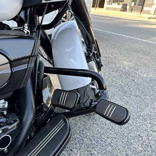 TCMT Highway Pegs Fußrasten 32 mm Universell Schwarze Fussrasten Passend für Harley Electra Road King Street Glide Touring Modell, kurz, abgewinkelt