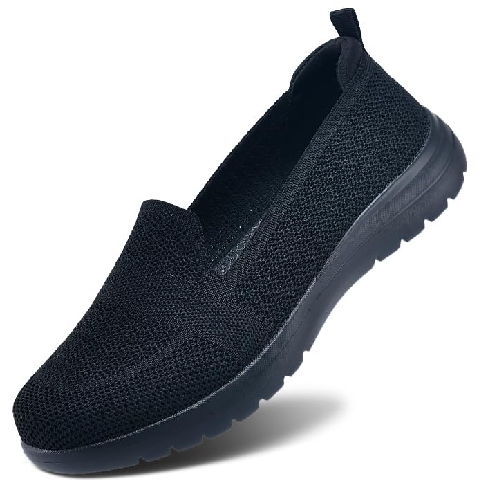 Image of Buyrew Loafers for Women - Comfortable Mesh Knit Slip On Walking Shoes with Arch Support - Dressy Business Casual Work Flats for Standing All Day - Lightweight Breathable Penny Loafers