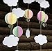 Mybbshower Pastel 3D Clouds Hot Air Balloons Garland Birthday Party Home Nursery Room Decorations Up Up and Away Photo Prop 5 pcs