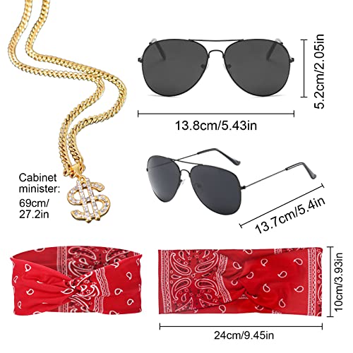 VIKSAUN 7 Pcs Rocker Fancy Dress Accessories, 70s 80s 90s Punk Gothic Rocker Kit - Image 2