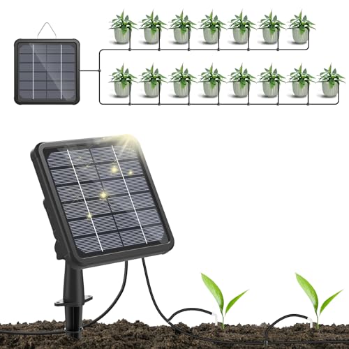Solar Automatic Drip Irrigation Kits, Support 15 Potted Plants, Automatic Watering System for Indoor and Outdoor Garden, Eco-Friendly and Cost-Effective