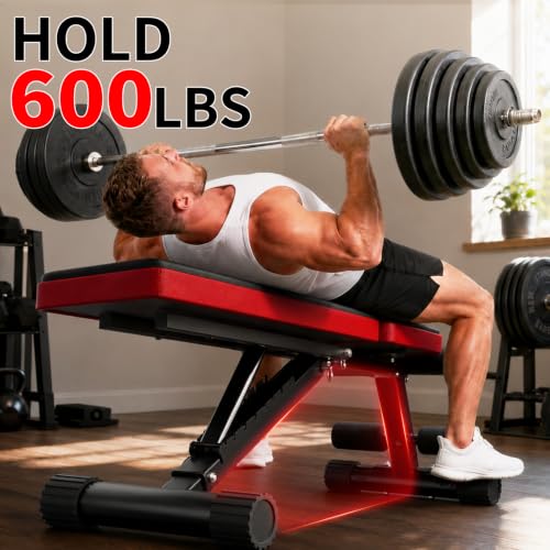Image of FitinOne Adjustable Folding Weight Bench for Home Gym, 660 lbs Capacity Multi-Functional Workout Bench Sturdy Durable for Full Body