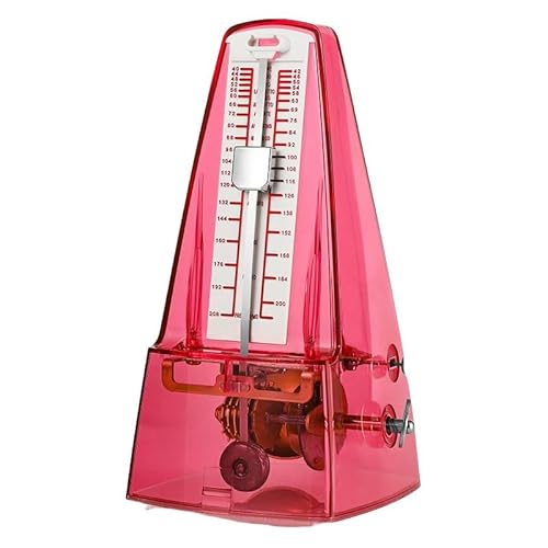 Kirnuo メトロノーム、機械式、ピアノメトロノーム、高精度、ギター、グジェン、バイオリン、楽器メトロノーム、試験用の多機能メトロノーム (透明な赤)