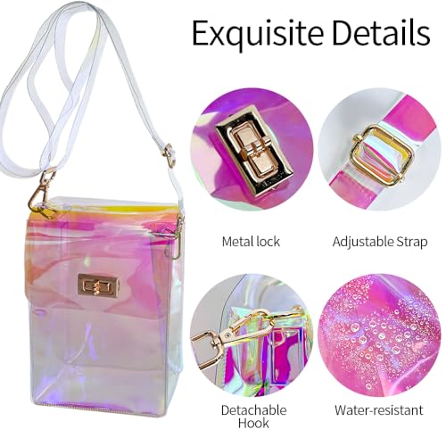 Image of Holographic Clear Bag Stadium Approved - Iridescent Jelly Crossbody PVC Purse with Strap for Women | Holographic