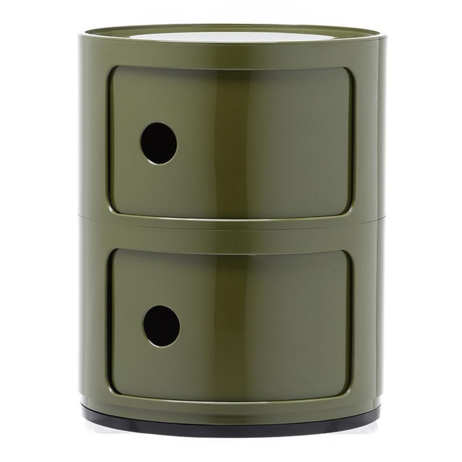 Kartell Componibili Contenitore 2 Elementi, Base Tonda, ABS, Verde, 32 x 32 x 40 cm