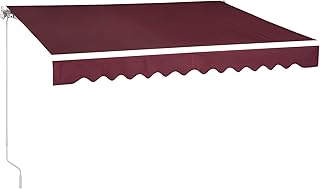 MCombo 10x8 Feet Manual Retractable Patio Door Window Awning Sunshade Shelter Outdoor Canopy (Burgundy)