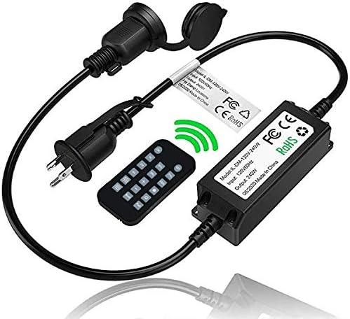SURPHOLED 240W Outdoor Dimmer for String Lights 2 & 3 Prong - Weatherproof 50ft Wireless Remote Control Dimmer with Fuse Protection - Timer,Memory,DIY Remote Dimmer for Dimmable LED Bulbs
