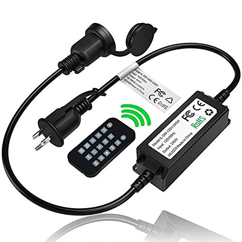 Surpholed 240W Outdoor Dimmer For String Lights 2 & 3 Prong - Weatherproof 50Ft Wireless Remote Control Dimmer With Fuse Protection - Timer,Memory,Diy Remote Dimmer For Dimmable Led Bulbs #TOP1