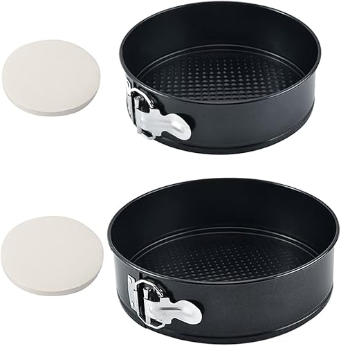 Tellshun Paquete de 2 moldes para hornear Springform de 7, 9 pulgadas, a prueba de fugas, antiadherentes, parte inferior extraíble para tartas,