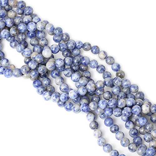 Cheavian 45Pcs 8Mm Natural Blue White Sodalite Gemstone Round Loose Beads For Jewelry Making 1 Strand 15" #TOP3