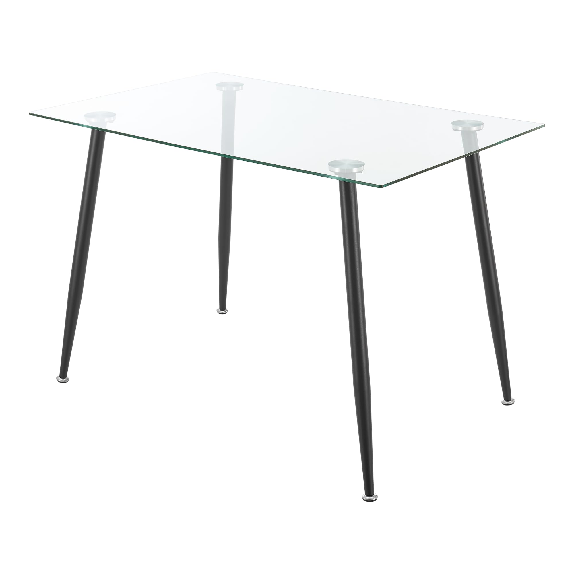 [en.casa] Tavolo da Pranzo Rettangolare con Piano in Vetro Temperato Postazione di Lavoro Tavolo Trasparente da Sala Pranzo con Gambe in Acciaio - Nero