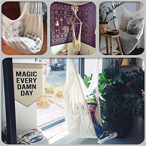 CCTRO Mesh Hammock Net Chair Swing, Hanging Rope Netted Soft Cotton Mayan Hammock Chair Swing Seat Porch Chair for Yard Bedroom Patio Porch Indoor Outdoor, 300 lbs Weight Capacity