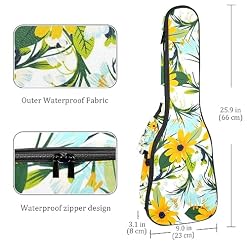 JRHEJTHH Durable Ukulele Bag Water Resistent Ukulele Case with Adjustable Shoulders for 21 23 24 inch Thick Padding Yellow Flower - Les Beatles, Paul McCartney, John Lennon, RIngo Starr, George Harrison JRHEJTHH Durable Ukulele Bag Water Resistent Ukulele Case with Adjustable Shoulders for 21 23 24 inch Thick Padding Yellow Flower – Image 4