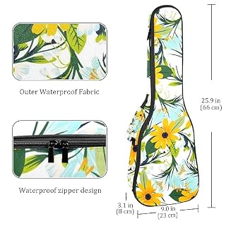 JRHEJTHH Durable Ukulele Bag Water Resistent Ukulele Case with Adjustable Shoulders for 21 23 24 inch Thick Padding Yellow Flower - Les Beatles, Paul McCartney, John Lennon, RIngo Starr, George Harrison JRHEJTHH Durable Ukulele Bag Water Resistent Ukulele Case with Adjustable Shoulders for 21 23 24 inch Thick Padding Yellow Flower – Image 4