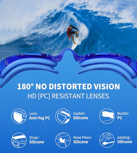 Image of Swim Goggles,2 Pack Swimming Goggles for Adult Men Women, No Leak Anti-Fog & UV, Wide Visio HD Mirror PC Lens