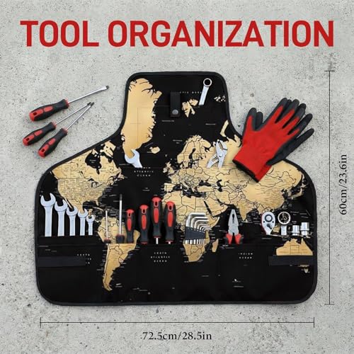 Delantal de trabajo con mapa mundial y 8 bolsillos ajustable unisex miniatura 2