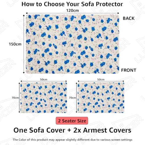 Image of Lukzer 2 Seater Sofa Cover Quilted Reversible WaveEdge Ultrasonic Cut Sofa Mat with Back and Hand Rest Covers - Ikat Rose - Washable Sofa Protector for Modern Living Room 120 x 150 CM /SC-203-02WB