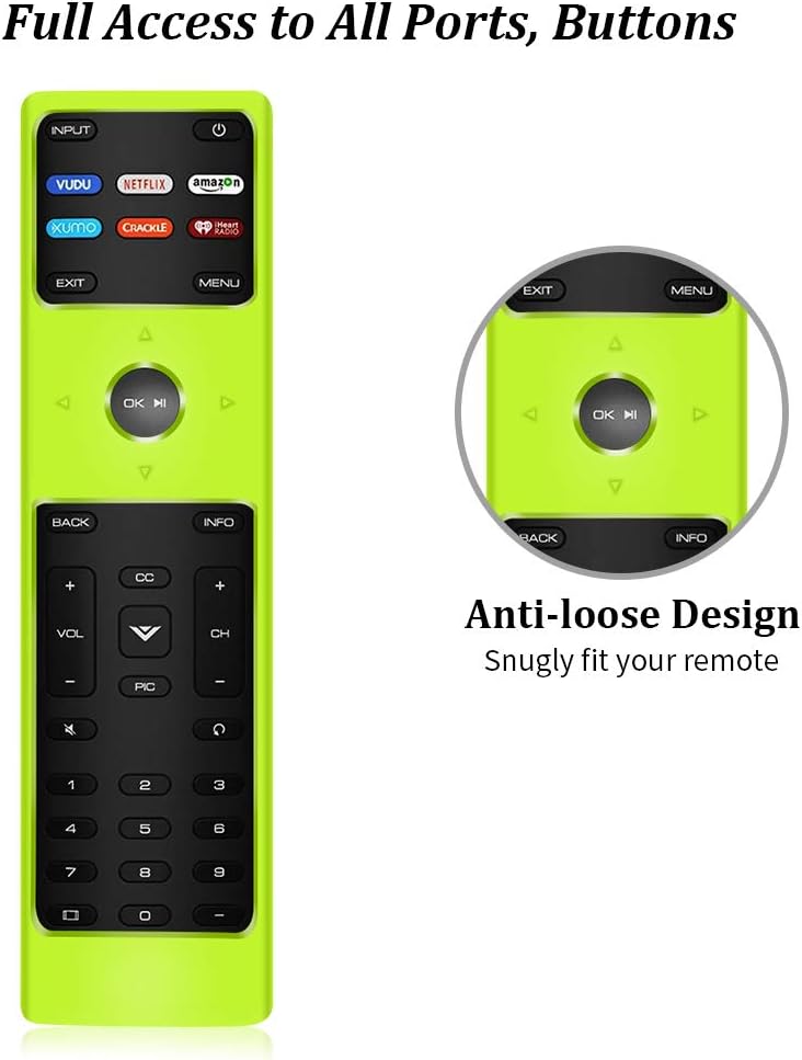 Silicone Case Cover for New XRT136 Remote Control,Remote Case Skin Compatiable for XRT136 Vizio Smart LCD LED TV Remote,Lightweight Anti-Slip Shockproof Proetctive Covers Holder Sleeve - Yellow Green