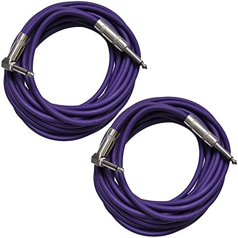 Seismic Audio SAGC20R-Purple-2Pack Purple 20-Feet Right Angle to Straight Guitar Cables, Pair