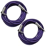 Seismic Audio - SAGC20R-Purple-2Pack - Pair of Purple 20 Foot Right Angle to Straight Guitar Cables - 20' Purple Guitar or Instrument Cables