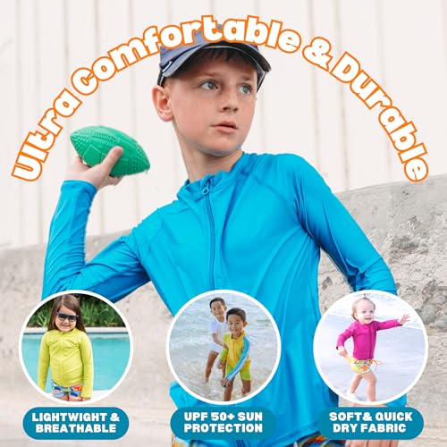 Image of SwimZip UPF 50+ Long Sleeve Rash Guard for Boys' and Girls' - Baby, Toddler, Kids