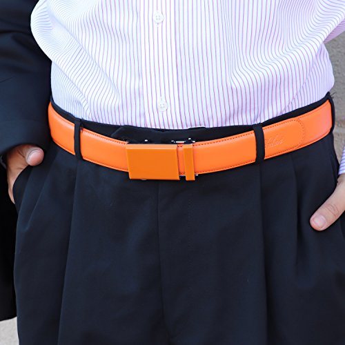 Image of Falari Men Unisex Genuine Leather Ratchet Dress and Casual Belt, Automatic Sliding Buckle, Trim to Fit