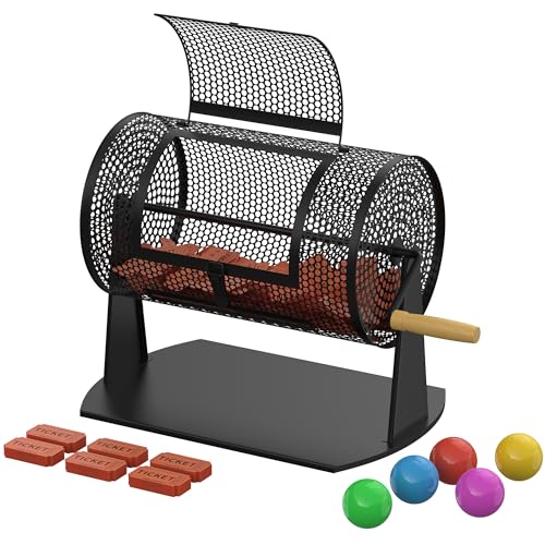 Tambour de tombola professionnel Orionstar noir avec poignée en bois pour 1000 tickets