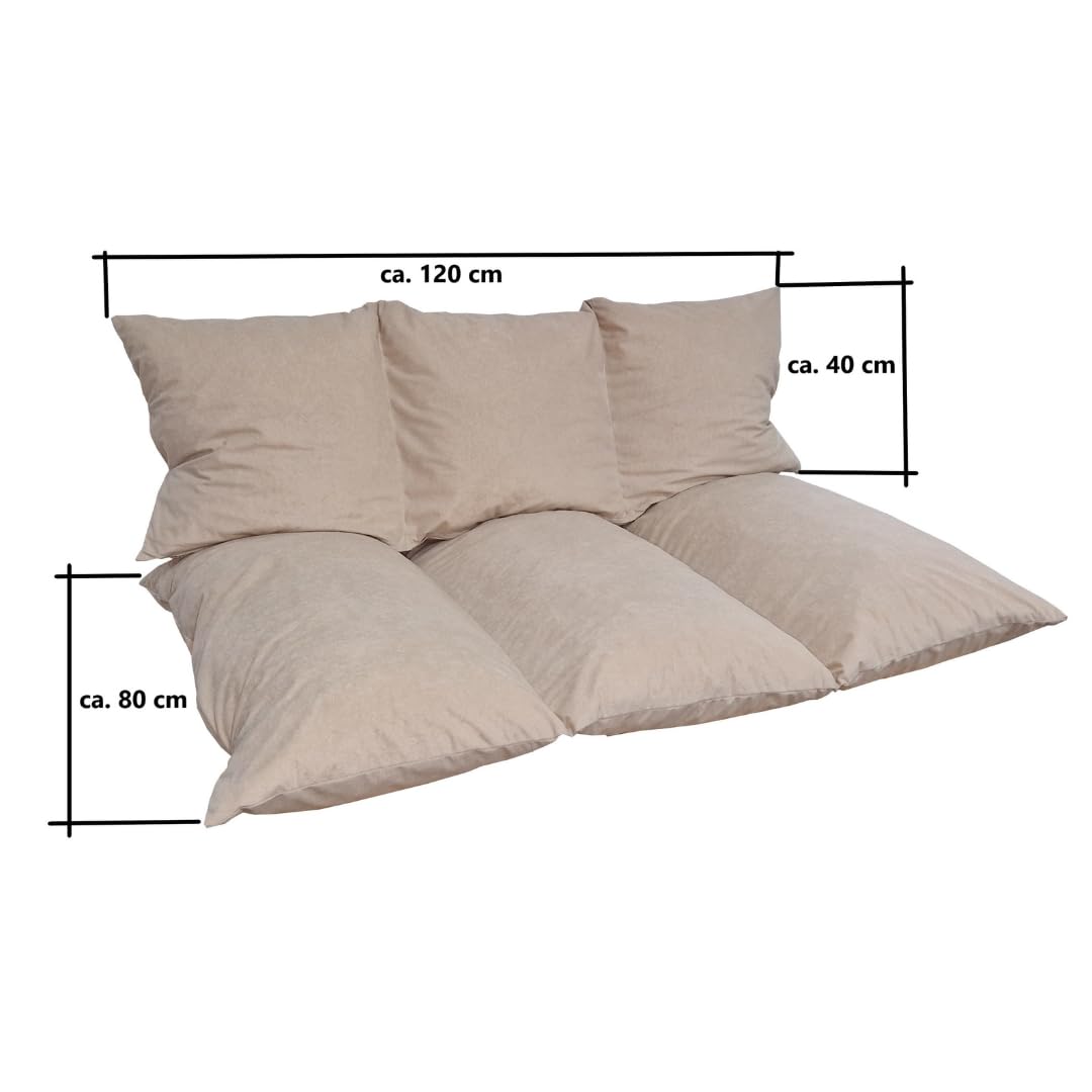 Natalia Spzoo Set di cuscini per pallet, Seduta 120x80, Schienale 120x40 (Set: Seduta + Schienale, Beige)