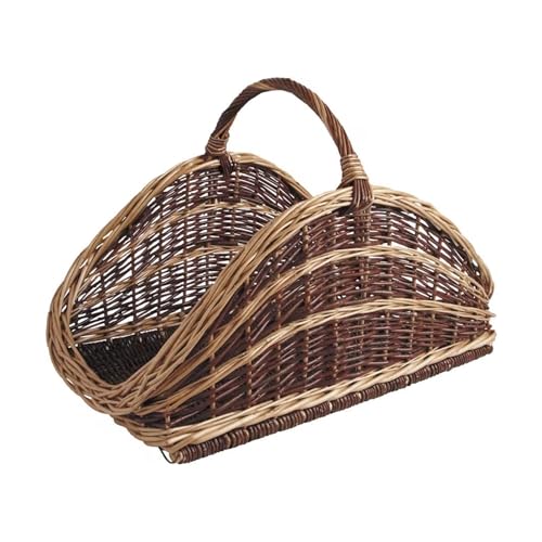 Panier à Bûches Arrondi en Osier Avec Poignée Sannover